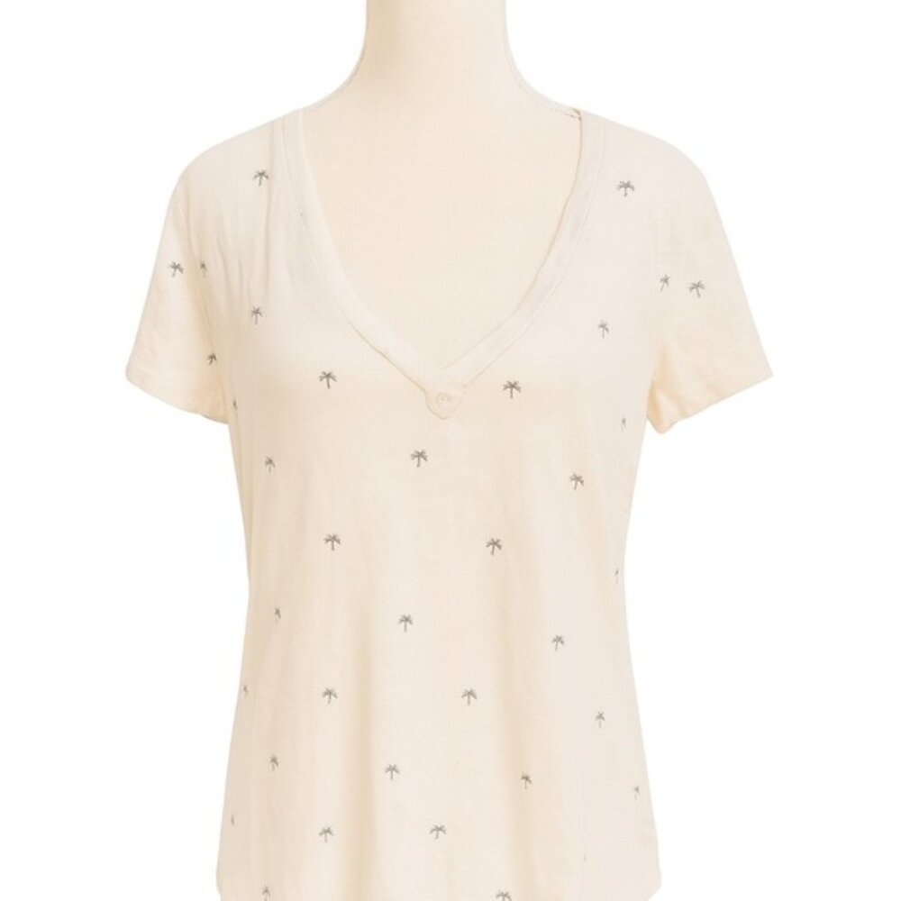 Splendid Palm Tree Print V-Neck Tee Size Medium